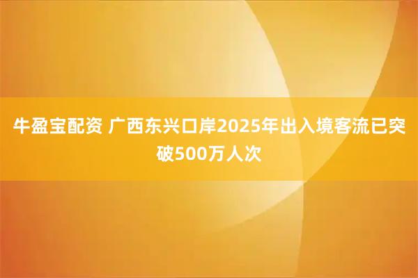 牛盈宝配资 广西东兴口岸2025年出入境客流已突破500万人次