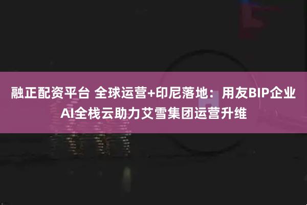 融正配资平台 全球运营+印尼落地：用友BIP企业AI全栈云助力艾雪集团运营升维