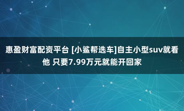 惠盈财富配资平台 [小鲨帮选车]自主小型suv就看他 只要7.99万元就能开回家